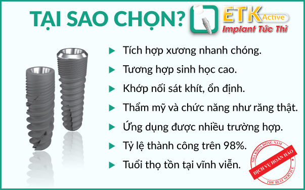 (Cấy ghép Implant ETK Active mang lại nhiều ưu điểm vượt trội)