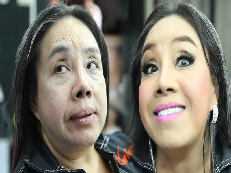Leena Jungjanya trước và sau khi trang điểm.