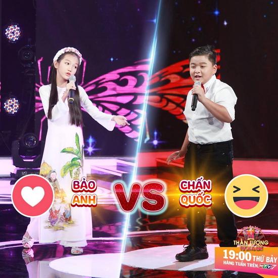 Cậu bé miền Nam “đọ giọng” với cô bé miền Bắc trong liên khúc nhạc Lê Minh Sơn  Trong tiết mục tiếp theo, cậu bé miền Nam - Chấn Quốc đã có màn kết hợp đầy ngẫu hứng với cô bé miền Bắc – Bảo Anh qua liên khúc của nhạc sĩ Lê Minh Sơn: Chuồn chuồn ớt - Cặp ba lá - Bà tôi. Tuy ở hai vùng miền khác nhau nhưng cả hai đều sở hữu giọng hát cao, khỏe khoắn. Vừa hát Chấn Quốc, Bảo Anh vừa nhún nhảy vô cùng dễ thương khiến khán giả cũng phấn khích đứng dậy vỗ tay theo.