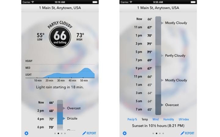 Dự báo thời tiết: Dark Sky (2,99 bảng Anh): có vẻ như để trả tiền cho những thông tin về dự báo thời tiết là hơn lãng phí, nhưng với ứng dụng Dark Sky thì rất xứng đáng. Ứng dụng này sẽ thông báo chính xác khi nào thì trời sẽ mưa và có những thông tin dự báo rất hữu ích, bao gồm cả dữ liệu về khí tượng học.
