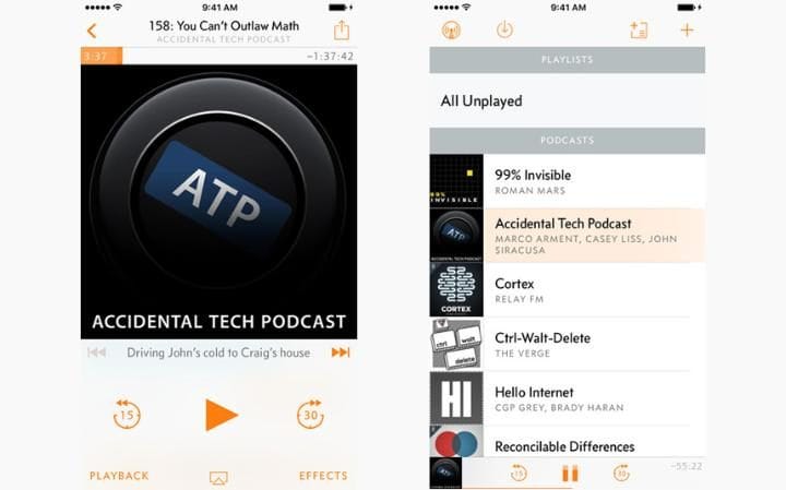 Ứng dụng Overcast (miễn phí): Podcast là 