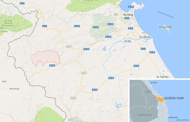 Xã Zuôih (huyện Nam Giang, Quảng Nam), nơi xảy ra tai nạn. Đồ họa: Thiên Sơn.