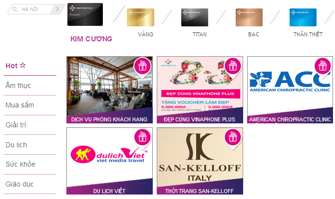 Những ưu đãi dành cho hội viên VinaPhone Plus hạng Kim cương