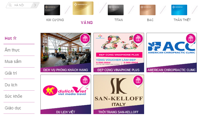 Những ưu đãi dành cho hội viên VinaPhone Plus hạng Vàng
