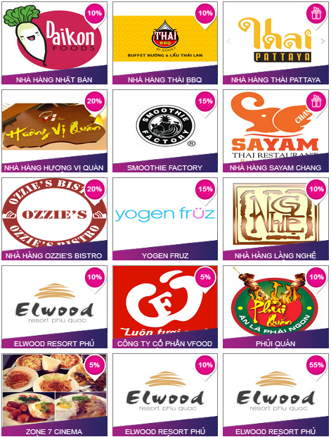 Hội viên có cơ hội đổi voucher với mức giảm giá từ 5 đến 50% dịch vụ ăn uống tại gần 100 nhà hàng, khách sạn, quán bar, quán ăn trên toàn quốc