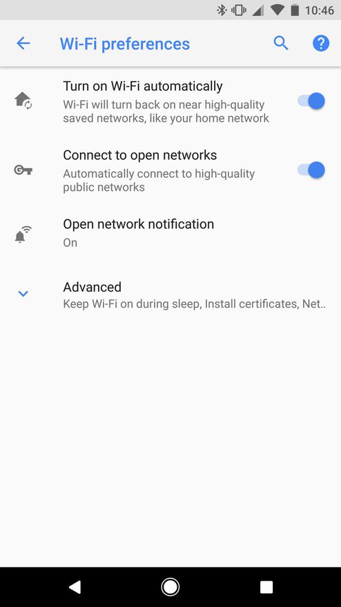 Tự kích hoạt Wi-Fi: Nếu bạn tắt Wi-Fi khi bạn đang ở xa nhà, bạn sẽ không phải nhớ bật lại nữa. Android O cung cấp tùy chọn để bật Wi-Fi khi bạn ở gần mạng Wi-Fi an toàn, được biết đến, chẳng hạn như nhà riêng của bạn.