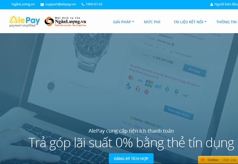 Giao diện của dịch vụ Alepay Tokenization