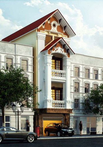 Nhà ống giả biệt thự theo phong cách châu Âu vừa cổ điển vừa hiện đại.