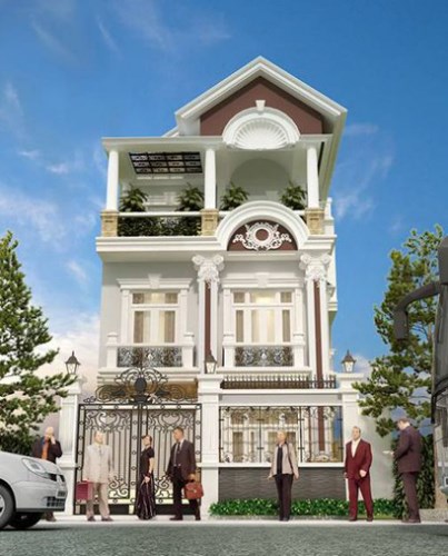 Họa tiết không quá cầu kỳ nhưng ngôi nhà vẫn nổi bật bởi dáng vẻ cổ kính mà hiện đại.