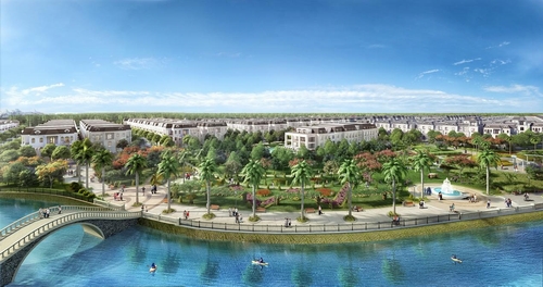 Dải công viên ven kênh với tiện ích đan xen những mảng xanh mang đến một phong cách sống resort trong lòng phố