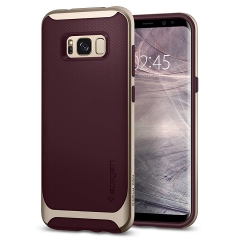 Spigen Neo và Ultra Hybrid. Spigen cung cấp hai vỏ bảo vệ khác nhau dành cho Samsung Galaxy S8 Plus: Neo Hybrid và Ultra Hybrid. Cả hai phụ kiện này có giá từ 20 đến 30 USD trên Amazon. Ultra Hybrid tập trung nhiều vào tính năng hơn là vai trò bảo vệ. Phần thân phụ kiện trong suốt, được tích hợp công nghệ Air Cushion bảo vệ điện thoại chống lại những cú sốc. Dù điện thoại thông minh được trang bị vỏ đựng mỏng và nhẹ này, các tính năng của nó vẫn hoạt động bình thường.