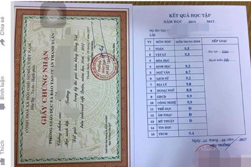 Phạm luật khi khoe bảng điểm của con lên mạng