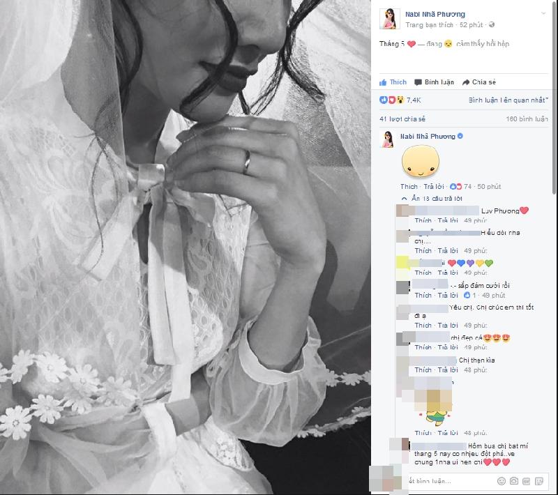 Nhã Phương mặc váy cưới khoe nhẫn ở ngón áp úp