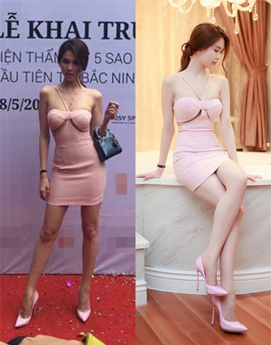 Cư dân mạng từng xôn xao vì nhan sắc, vóc dáng thật của Ngọc Trinh khi so sánh bức ảnh cô bị chụp lén và bức ảnh xuất hiện trên mặt báo. Ngoài đời thường, nữ hoàng nội y không nuột nà như trong ảnh, làn da bị tối đi vì chụp ảnh thiếu sáng