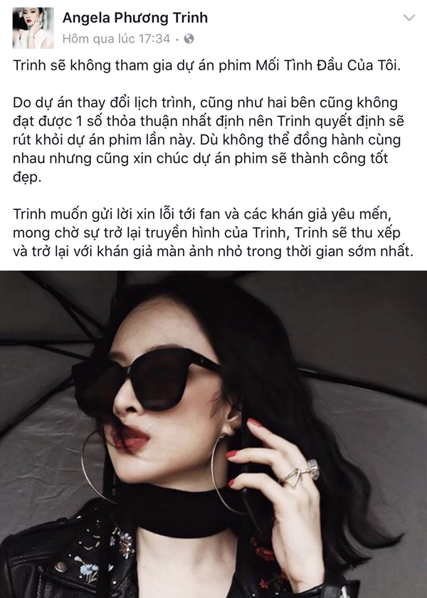 Tuyên bố bất ngờ của Angela Phương Trinh.  Mối tình đầu của tôi là câu chuyện lãng mạn và hài hước về tình bạn, tình yêu và công việc của những người trẻ hiện đại.  Phim xoay quanh câu chuyện của đôi bạn thân An Chi và Hạ Linh. Trong khi Hạ Linh là cô gái xinh đẹp, thành đạt và có nhiều chàng trai đeo đuổi thì An Chi lại có một ngoại hình không thu hút, thất nghiệp và phong cách ăn mặc lỗi thời. Thế nhưng giữa họ lại có một tình bạn rất đẹp từ thời thơ ấu đến hiện tại.  Cho đến khi hai anh chàng Nam Phong và Minh Huy xuất hiện và làm xáo trộn cuộc sống của hai cô nàng...