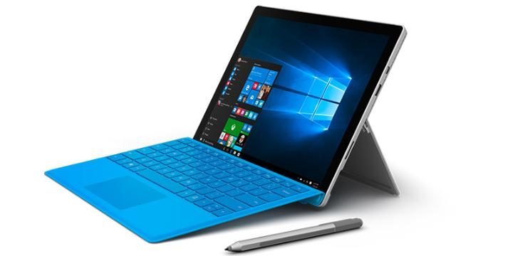 Microsoft Surface Pro 4 (giá bán 19,5 triệu đồng; màn hình 12,3 inch; tuổi thọ pin 9 giờ; trọng lượng 713g): đây được xem là máy tính bảng hàng đầu của Microsoft và là 