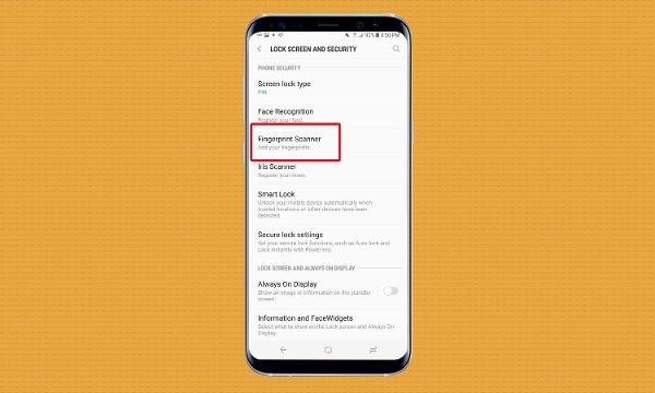 Sang cửa sổ mới, bấm chọn tiếp tùy chọn Fingerprint Scanner.