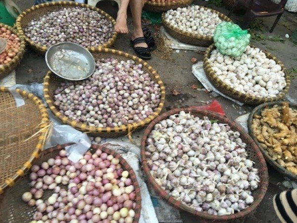 Tỏi Trung Quốc được bày bán tràn lan trên thị trường.