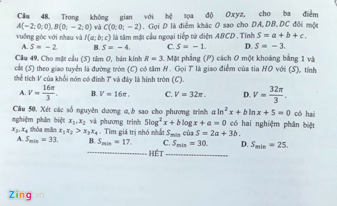 De thi, bai giai mon Toan THPT quoc gia 2017 hinh anh 12