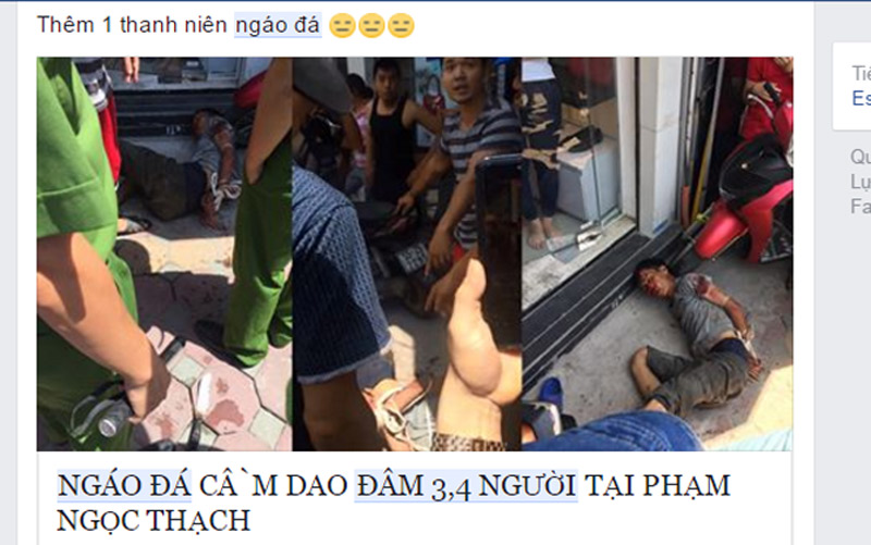 Hà Nội: Nam thanh niên cầm dao đâm loạn xạ trên phố