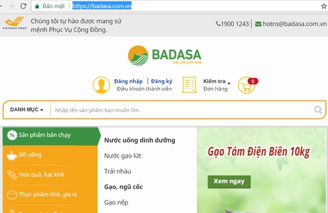 Giao diện của sàn thương mại điện tử BADASA.