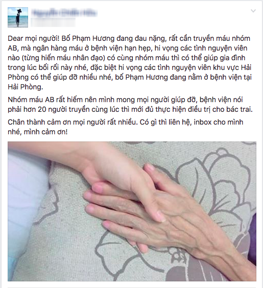 Nguyên văn đoạn chia sẻ của quản lý Phạm Hương trên trang cá nhân cầu cứu sự giúp đỡ của cư dân mạng.