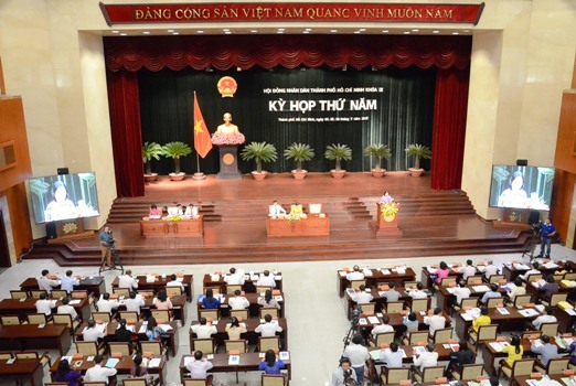 Quang cảnh phiên khai mạc kỳ họp thứ 5 HĐND TP.HCM khóa IX hôm 4/7 - Ảnh: HCMCityWeb