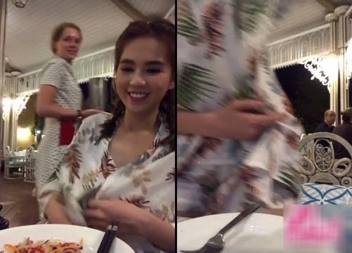 Khách Tây chú ý đến Ngọc Trinh vì bàn cô nói chuyện oang oang