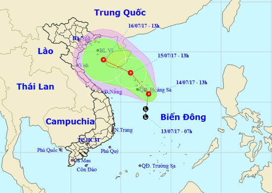 Vùng áp thấp đã mạnh lên thành áp thấp nhiệt đới