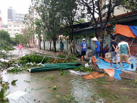 Bão vào Nghệ An - Hà Tĩnh, cây đổ, nhiều nhà tốc mái