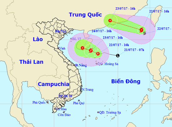 Bất ngờ xuất hiện 2 cơn bão cùng song hành trên Biển Đông