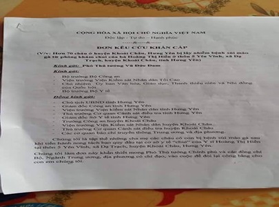 Gia đinh các bé bị sùi mào gà gửi đơn kêu cứu lên Phó Thủ tướng