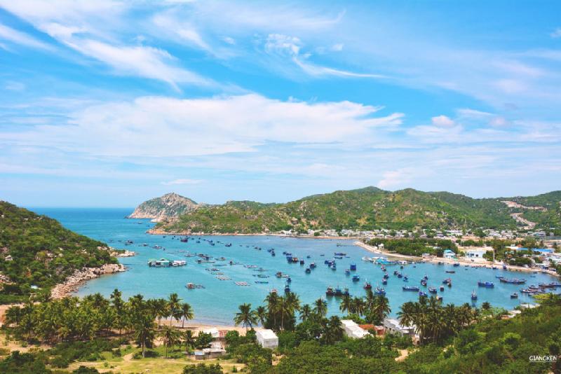 Vịnh Vĩnh Hy là một trong những vịnh đẹp nhất nước. Hãy vào làng chài núp dưới tán dừa, tắm biển, thưởng thức hải sản ngư dân địa phương vừa đánh bắt và lặn ngắm san hô trong vịnh.