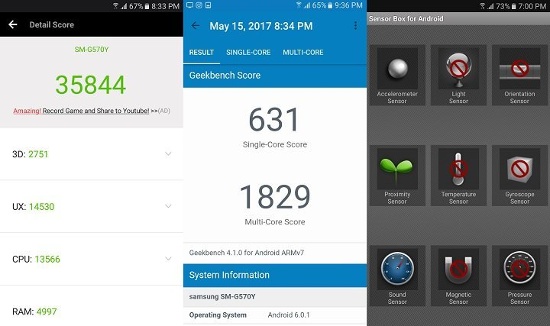 Trong phép đo hiệu năng qua phần mềm đo hiệu năng tổng thể AnTuTu thì Nokia 5 ghi được 45502 điểm, cao hơn so với mức 36052 điểm trên J5 Prime, nhất là khả năng xử lý đồ hoạ Nokia 5 cũng bỏ xa so với đối thủ của mình. 