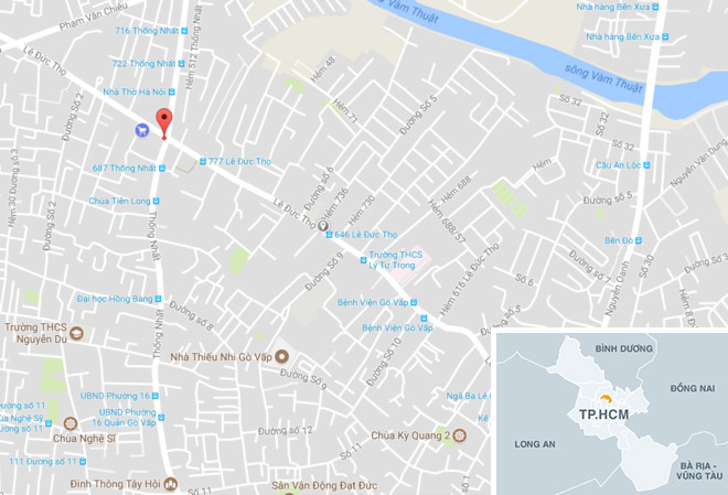 Địa điểm xảy ra vụ việc (chấm đỏ). Ảnh: 