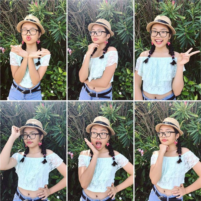 Tạo dáng đủ kiểu với áo khoe eo của ca sĩ nhí nhận bình luận trái chiều. Nhiều người cho rằng đây là hình ảnh hợp để giải nhiệt mùa hè nhưng cũng chẳng ít nhận xét đó là trang phục quá lớn so với một cô bé 14 tuổi.