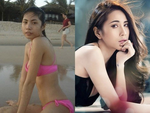 Thủy Tiên là một trong số những người đẹp lột xác thành công nhất của showbiz Việt nhờ sự khôn ngoan khi sử dụng dao kéo. Dù chưa bao giờ thừa nhận việc thẩm mỹ nhưng không khó để nhận ra cô đã nâng cấp bản thân để có vẻ đẹp quyến rũ như bây giờ. Từ chiếc mũi không mấy thon gọn, khuôn mặt vuông góc cạnh và hàm răng khấp khểnh, Thủy Tiên giờ đây sở hữu chiếc mũi cao ráo, gương mặt V-line thanh thoát và khuôn miệng xinh xắn hơn hẳn.
