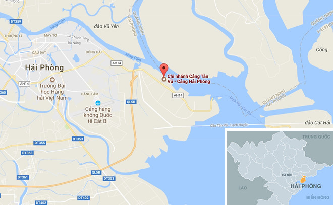 Vị trí nơi phát hiện 2 container hàng lậu.