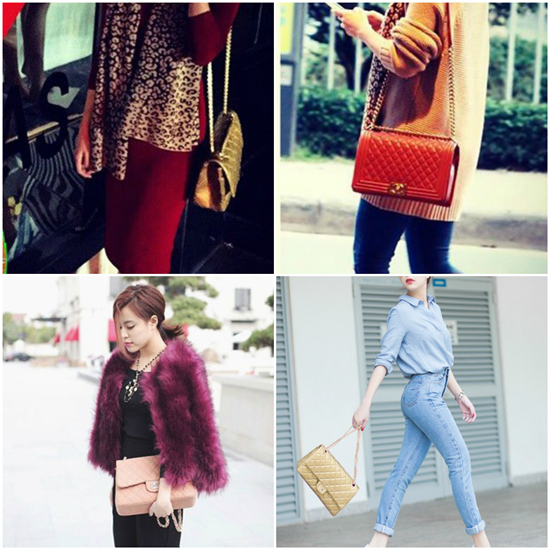 Hoàng Thuỳ Linh, Vĩnh Thuỵ, làng sao Loạt túi Chanel với đủ sắc màu và kích cỡ.