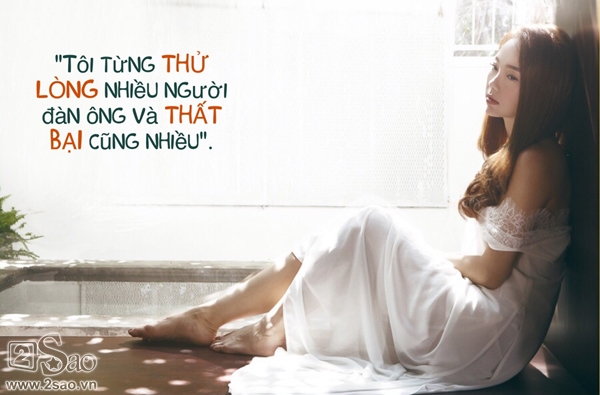 Nhắc đến chuyện tình cảm, Minh Hằng tiết lộ, cô đã từng thử lòng rất nhiều người đàn ông và thất bại cũng nhiều. Nhờ đó mà đến ngày hôm nay, cô đã hiểu được giá trị của việc một người ở bên cạnh, cùng nhau chia sẻ ngọt bùi là như thế nào. Thế nên cô không bao giờ đòi hỏi quá nhiều ở người đàn ông đó.  