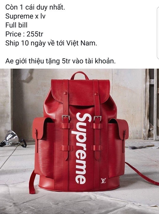 Vì độ hiếm có, chiếc balo được giao bán với giá lên tới 255 triệu đồng. Ảnh chụp màn hình.