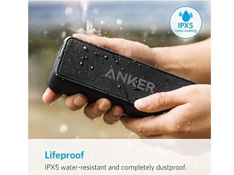 Anker SoundCore 2 (46 USD, khoảng 1 triệu đồng): Được mệnh danh là chiếc loa di động tốt nhất với âm thanh sắc nét, âm lượng ấn tượng. Bên cạnh đó, Anker SoundCore 2 còn được hỗ trợ bởi các trình điều khiển âm thanh stereo 2 x 8W với tần số đáp ứng vượt trội. Sublime bass được phân phối bởi hai loa subwoo thụ động. Là dòng loa Bluetooth chắc chắn, chiếc loa này còn được trang bị chuẩn IP7 về khả năng chống thấm nước (độ sâu 1m), chống sốc và bụi bám. Hiệu suất pin trên SoundCore 2 được cho là đột phá với thời gian chơi là 15 giờ giúp bạn chơi nhạc suốt ngày, không ngừng nghỉ. Bạn thậm chí có thể sạc điện thoại hoặc máy tính bảng của mình bằng cổng sạc.