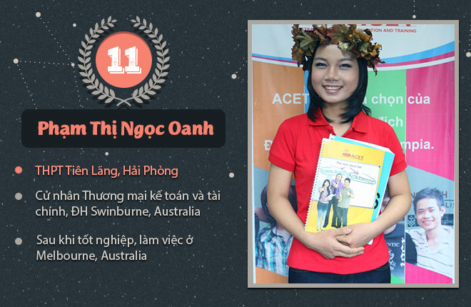 Quán quân mùa thứ 11 là Phạm Thị Ngọc Oanh (THPT Tiên Lãng, Hải Phòng). Oanh là cử nhân Thương mại Kế toán và Tài chính của ĐH Kỹ thuật Swinburne. Sau khi tốt nghiệp, Ngọc Oanh làm việc ở Melbourne .