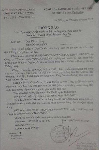 Một lần nữa thông tin vỡ đường ống nước Sông Đà không được công khai