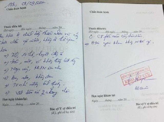 Cháu D. được theo dõi chấn thương phần mềm.