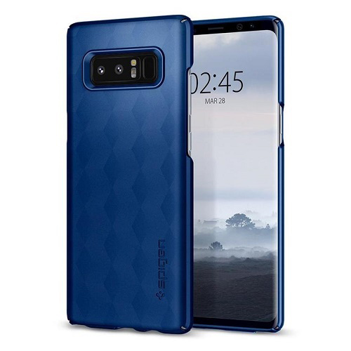 4. Spigen Thin Fit: Giá tham khảo: $19. Với thiết kế ôm sát gờ dưới của màn hình cong, chiếc ốp Spigen Thin Fit vẫn show thiết kế cong của Note 8, trong khi chất liệu nhựa PC sẽ góp phần giảm thiểu những cú sốc hoặc vỡ khi rơi ở độ cao. Ốp Spigen Thin Fit có tới 4 màu cho người dùng các lựa chọn để phù hợp với sở thích của bản thân.