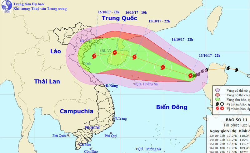 Bão số 11 đang tiến sát quần đảo Hoàng Sa