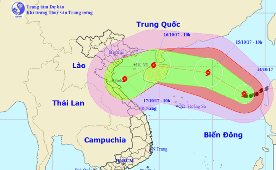 Bão đổi hướng vào miền Trung