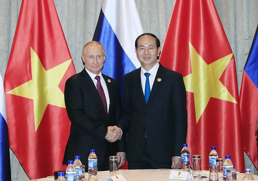 Chủ tịch nước Trần Đại Quang gặp Tổng thống Putin và Thủ tướng Lý Hiển Long