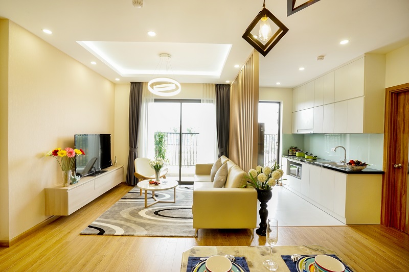  Căn hộ nhỏ nhất cũng có 02 phòng ngủ, 02 khu vệ sinh, phòng khách và phòng bếp liên thông, lô gia rộng thoáng.